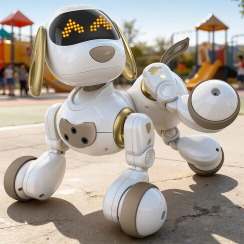 Ruko 18011 Smart Robot Dog Toy for Kids, Interactive Puppy with Remote & Gesture Control, Programmable LED Emoji Expressions, Gift for Boys & Girls Age 3 4 5 6 7 8, Yellow in Saudi Arabia