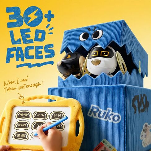 Ruko 18011 Smart Robot Dog Toy for Kids, Interactive Puppy with Remote & Gesture Control, Programmable LED Emoji Expressions, Gift for Boys & Girls Age 3 4 5 6 7 8, Yellow in Saudi Arabia