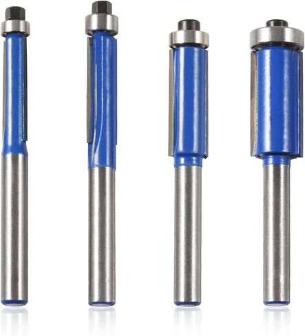 Set of 4 Flush Trim Router Bits with 1/4 Inch Shanks Top Bearing Flush Trim Router Bits Milling and Cutting Tools Woodworking in Saudi Arabia