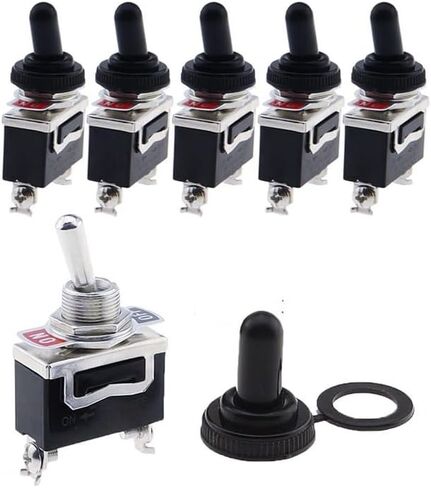 5pcs Power SPST Rocker Switch 2 Pin Heavy 15A 250V ON/Off Rocker Toggle Switch with Boot Cap E-TEN1021 in Saudi Arabia