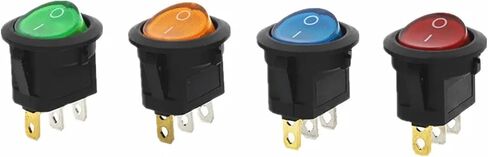 100Pcs 12V LED illuminuted Rocker Switch 20A 12V Push Button Switch Car Button Lights ON/Off Round Rocker Switch(Yellow) in Saudi Arabia