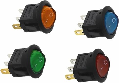 100Pcs 12V LED illuminuted Rocker Switch 20A 12V Push Button Switch Car Button Lights ON/Off Round Rocker Switch(Yellow) in Saudi Arabia