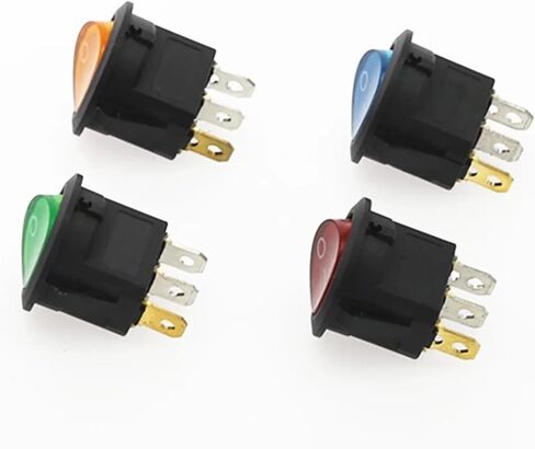 100Pcs 12V LED illuminuted Rocker Switch 20A 12V Push Button Switch Car Button Lights ON/Off Round Rocker Switch(Yellow) in Saudi Arabia