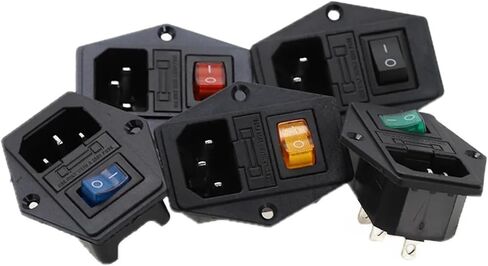 1Pcs AC-01A Power Rocker Switch 3 Pin 320 C14 Inlet Power Sockets Switch Connector Plug 10A 250V(2) in Saudi Arabia