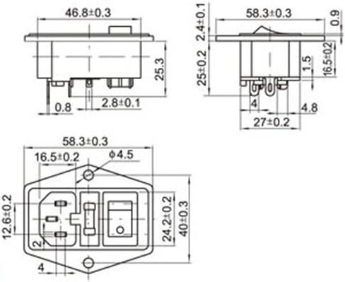 1Pcs AC-01A Power Rocker Switch 3 Pin 320 C14 Inlet Power Sockets Switch Connector Plug 10A 250V(2) in Saudi Arabia