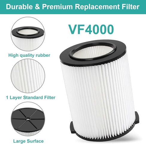 عبوتان بديلتان لفلتر VF4000 لمرشحات Ridgid Shop Vac سعة 5-20 جالون، تناسب مكانس Husky سعة 6-9 جالون، كاملة مع 4 عبوات من الإسفنج in Kuwait