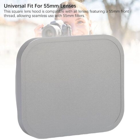 Yoidesu Square Lens Hood for 55mm Lens, 55mm E55 Filter Thread Lens, Aluminum Alloy Universal Metal Lens Hood Shade Camera Accessories (Black) in Saudi Arabia