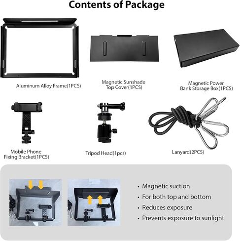 Magicbox Phone Fence Mount with Magnetic Shade Pro - 360° Adjustable Phone/Camera Bracket for iPhone, Samsung, GoPro & Mevo Start - Baseball, Softball, Tennis Sports Mounting Kit for Gamechanger in Saudi Arabia