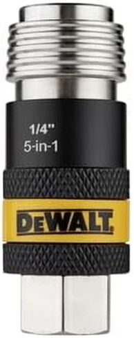 DEWALT 1/4". FNPT 5 في 1 وصلة عادم آمنة، قارنة توصيل عالية التدفق لأداء أداة الهواء بكفاءة، تركيب سريع متين وموثوق به للأنظمة الهوائية in Kuwait