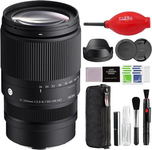 عدسة سيجما 16-300 ملم f/3.5-6.7 DC OS المعاصرة لتركيب التردد اللاسلكي مع ملحقات متقدمة وحزمة سفر | 887972 | عدسة كانون 16-300 ملم من سيجما in Saudi Arabia