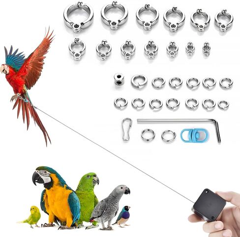 6.6Ft Bird Leash, with 13 Different Size Foot Ring Retractable Anti-Bite Parrot Harness, Bird Flight Training Rope for Budgies,Cockatiels,Psittacula Longicauda,Mini Macaws（Luxury Gold Color） in Kuwait