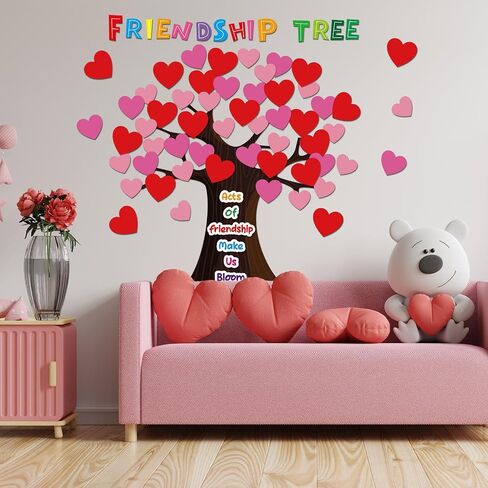 Pajean Classroom Tree Bulletin Decorations تعود إلى ألواح نشرة Heart Tree Tree Classoits للعبور جدار الباب في مرحلة ما قبل المدرسة الابتدائية (ألوان مائية ، نمط جميل) in Saudi Arabia