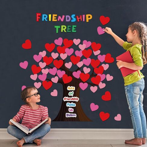 Pajean Classroom Tree Bulletin Decorations تعود إلى ألواح نشرة Heart Tree Tree Classoits للعبور جدار الباب في مرحلة ما قبل المدرسة الابتدائية (ألوان مائية ، نمط جميل) in Saudi Arabia