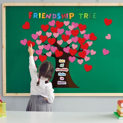 Pajean Classroom Tree Bulletin Decorations تعود إلى ألواح نشرة Heart Tree Tree Classoits للعبور جدار الباب في مرحلة ما قبل المدرسة الابتدائية (ألوان مائية ، نمط جميل) in Saudi Arabia