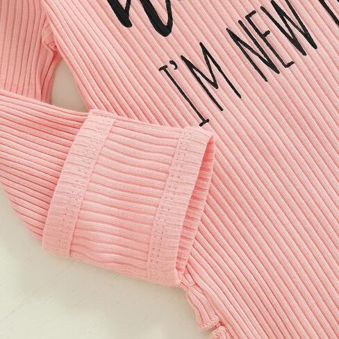 Newborn Baby Girl Winter Clothes Ruffle Ribbed Knit Romper One Piece Long Sleeve Jumpsuit Cute Coming Home Outfit in Kuwait