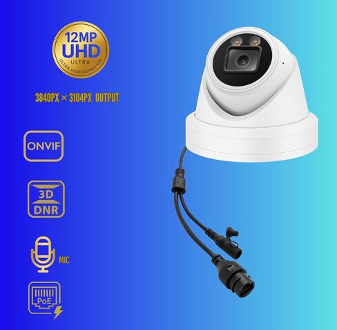 12MP IP Security Camera Outdoor – 134° Wide-Angle Dome with Smart Dual-Light Color Night Vision, Human/Vehicle Detection, Built-in Mic, IP67 Waterproof in Saudi Arabia