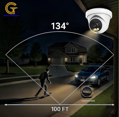 12MP IP Security Camera Outdoor – 134° Wide-Angle Dome with Smart Dual-Light Color Night Vision, Human/Vehicle Detection, Built-in Mic, IP67 Waterproof in Saudi Arabia
