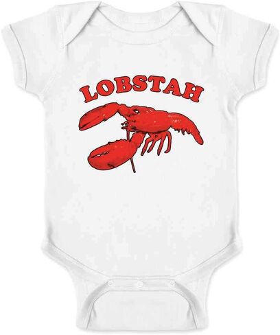 Pop Threads Lobstah Maine Lobster New England Boston Funny Infant Baby Boy Girl Bodysuit in Saudi Arabia