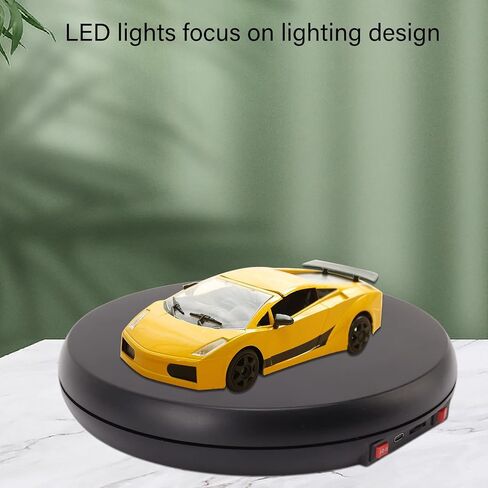 حامل شاشة دوار بمحرك Hapivida مع LED، 9.8 بوصة 44 رطل تحميل 360 درجة منصات دوارة كهربائية لمنتجات التصوير الفوتوغرافي والمجوهرات والنموذج ثلاثي الأبعاد (أبيض) in Saudi Arabia
