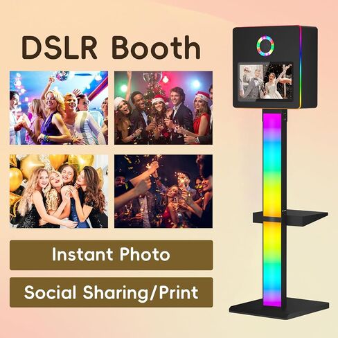 كشك صور DSLR، كشك صور مرآة سيلفي محمول مع شاشة لمس 15.6 بوصة APP للتحكم عن بعد وأضواء RGB لمناسبات الزفاف وتأجير عيد الميلاد (أبيض) in Kuwait