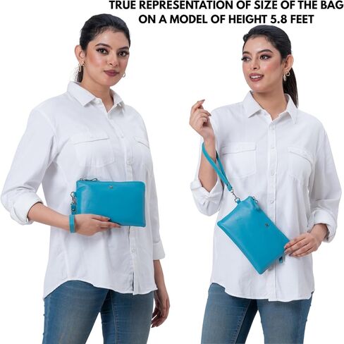 محفظة معصم للنساء المحفظة والجلد الحقيقي لعملات مفاتيح المحمول مع فتحات بطاقة الائتمان في صندوق الهدايا (جمشت نابا) in Kuwait