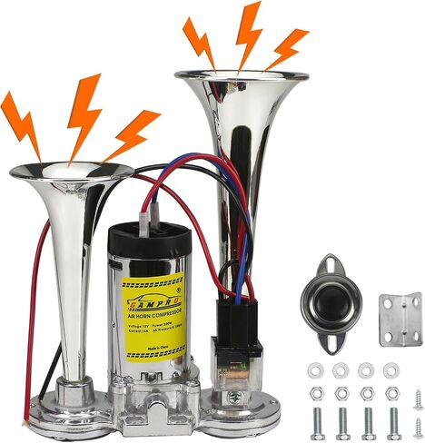 135dB 12V الهواء قرن البوق البوق بوق مع ضاغط سهلة التثبيت لأي سيارات 12V شاحنات الشاحنات قطارات القوارب سيارات سيارات in Kuwait