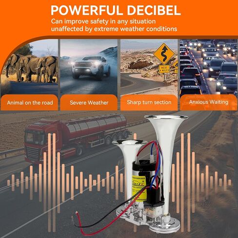 135dB 12V الهواء قرن البوق البوق بوق مع ضاغط سهلة التثبيت لأي سيارات 12V شاحنات الشاحنات قطارات القوارب سيارات سيارات in Kuwait