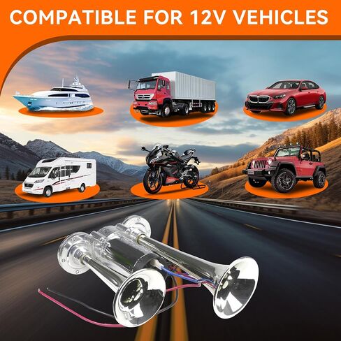 135dB 12V الهواء قرن البوق البوق بوق مع ضاغط سهلة التثبيت لأي سيارات 12V شاحنات الشاحنات قطارات القوارب سيارات سيارات in Kuwait