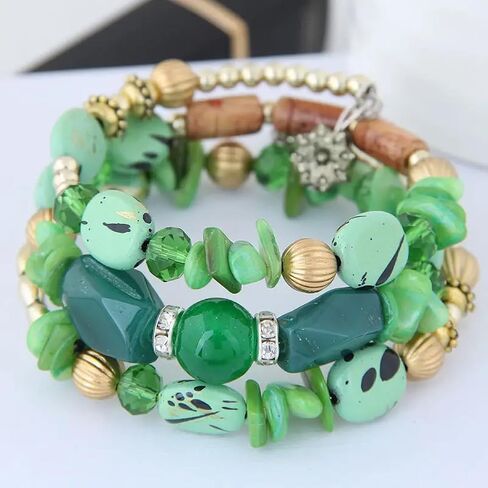 Women Beaded Bracelet Set | Colorful Boho Stackable Trendy Design with Crystal Accents Multilayer Bangle Bracelet | Fashion Stretch Braclets Jewelry for Women in Saudi Arabia