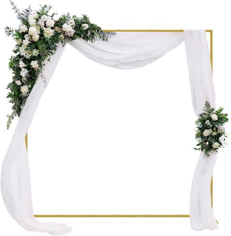 حامل معدني لخلفية الزفاف مقاس 6.6أقدام × 6.6أقدام، حامل إطار بالون مربع مع قاعدة، أقواس للخلفية، احتفالات أعياد الميلاد في الأماكن المغلقة، والحفلات، باللون الذهبي in Kuwait