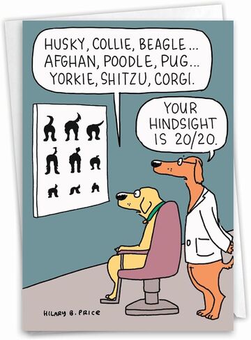 NobleWorks - 1 Funny Pet Birthday Card - Colorful Cartoon Animal Puppy Jokes, Bday Notecard for Him, Her - Dog Eye Exam C2435BDG in Saudi Arabia
