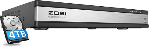 مسجل فيديو شبكة ZOSI 16 قناة، 4K 16CH PoE NVR مع محرك أقراص ثابتة 4 تيرابايت، تسجيل 24/7، تشغيل ذكي، وصول عن بعد، كشف الحركة، H.265+، يعمل فقط مع كاميرات ZOSI 2MP/4MP/5MP/8MP PoE IP in Kuwait