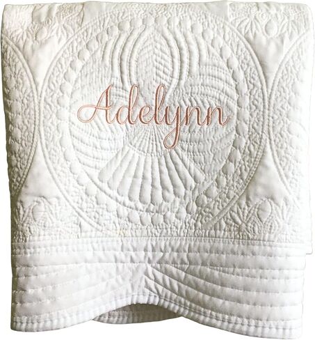 Personalized Baby Blanket with Name: Custom Embroidered Quilt for Baby Girl or Boy, (36" by 45", 100% Cotton); Gift for mom and Baby; in Saudi Arabia