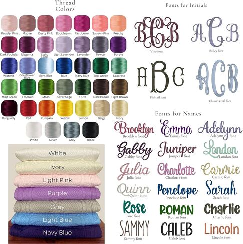 Personalized Baby Blanket with Name: Custom Embroidered Quilt for Baby Girl or Boy, (36" by 45", 100% Cotton); Gift for mom and Baby; in Saudi Arabia