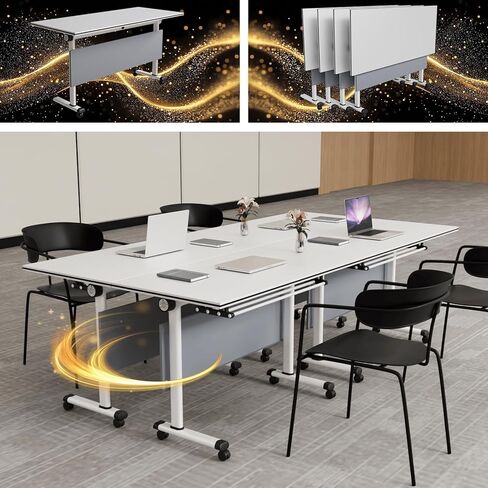 4.6FT Folding Conference Table with Lockable Wheels-Mobile Conference Room Tables Foldable Meeting Table for Office Home Classroom Seminar Rooms-Durable,Seats 2-10 People,Space-Saving Design(6PACK) in Kuwait