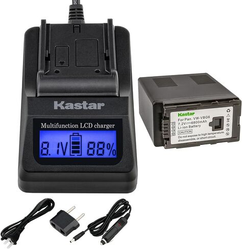 Kastar Fast Charger + Battery (2-Pack) for Panasonic VW-VBG6 VWVBG6 VBG6 Li-Ion Camcorder Battery and Panasonic SDR-H80R, SDR-H80S, SDR-H90, SDR-H90K, SDR-H90P, SDR-H90PC, VDR-D50, VDR-D51 in Saudi Arabia