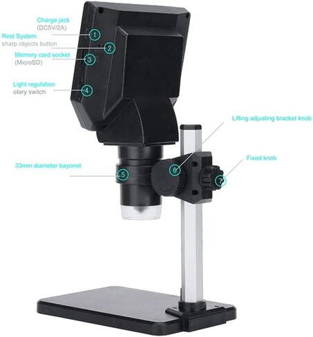 Electronic USB Microscope 1-1000X Digital Soldering Video Microscopes 4.3" LCD HD Magnifying Camera Metal Stand Magnifier in Saudi Arabia