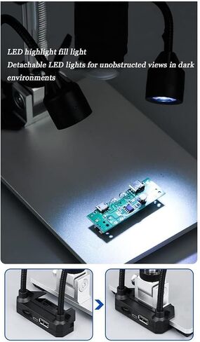 مجهر رقمي LCD عالي الدقة مقاس 9 بوصات تكبير 1600X، مجهر فيديو 1080P مع حامل معدني و8 مصابيح LED، دقة 12 ميجابكسل HD، متوافق مع USB in Saudi Arabia