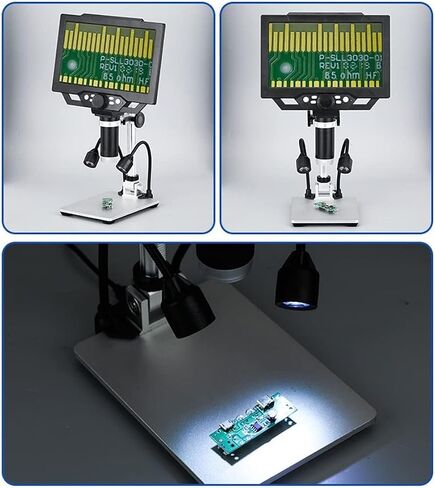 مجهر رقمي LCD عالي الدقة مقاس 9 بوصات تكبير 1600X، مجهر فيديو 1080P مع حامل معدني و8 مصابيح LED، دقة 12 ميجابكسل HD، متوافق مع USB in Saudi Arabia