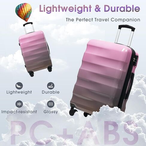 مجموعة أمتعة Merax Hardshell 3 قطعة - 20 "/24"/28 "قابلة للتوسيع قابلة للتوسيع ملونة مع عجلات الدوار وقفل TSA ، جهاز كمبيوتر مضغوط خفيف الوزن+ABS للسفر الأنيق (البرتقالي والأزرق) in Saudi Arabia