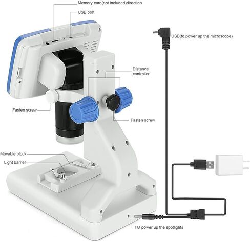 200X Digital Microscope with 5" IPS Screen, 8 LED Lights, Adjustable Magnification, for Science, Education, and Coin Collecting in Saudi Arabia