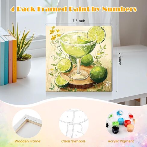 MISCER 4 Pack Flower Paint by Numbers for Adults Beginner, Book Paint by Number Kits for Kids, DIY Acrylic Oil Painting Suitable for Home Decoration (8x8inch) in Kuwait