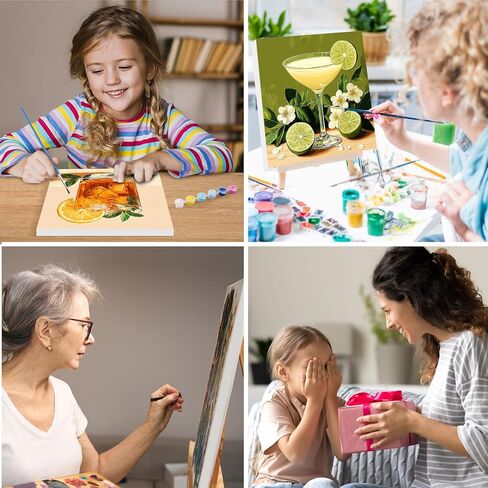 MISCER 4 Pack Flower Paint by Numbers for Adults Beginner, Book Paint by Number Kits for Kids, DIY Acrylic Oil Painting Suitable for Home Decoration (8x8inch) in Kuwait