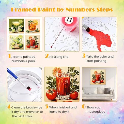 MISCER 4 Pack Flower Paint by Numbers for Adults Beginner, Book Paint by Number Kits for Kids, DIY Acrylic Oil Painting Suitable for Home Decoration (8x8inch) in Kuwait