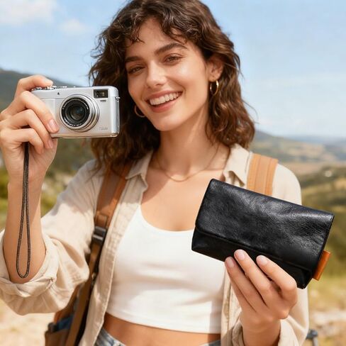 حقيبة كاميرا Lacdo لكاميرا Sony ZV-1 / ZV-1F / ZV-1 II الرقمية، حقيبة سفر من الجلد الناعم الواقية للكاميرا، حقيبة كاميرا مدمجة Sony ZV-1 ZV-1F ZV-1 II مع حزام معصم، أسود in Kuwait