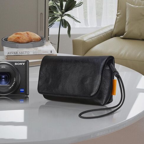 حقيبة كاميرا Lacdo لكاميرا Sony ZV-1 / ZV-1F / ZV-1 II الرقمية، حقيبة سفر من الجلد الناعم الواقية للكاميرا، حقيبة كاميرا مدمجة Sony ZV-1 ZV-1F ZV-1 II مع حزام معصم، أسود in Kuwait