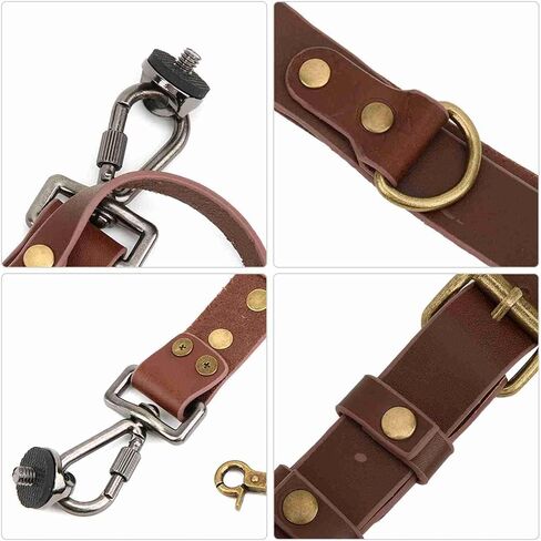 Camera Strap, Dual Leather Rivet Digital Camera Harness Double Shoulder Adjustable Strap Crossbody with Soft Shoulder Pad Quick Release Gear for Photographers in Saudi Arabia