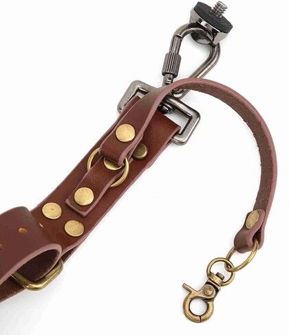 Camera Strap, Dual Leather Rivet Digital Camera Harness Double Shoulder Adjustable Strap Crossbody with Soft Shoulder Pad Quick Release Gear for Photographers in Saudi Arabia
