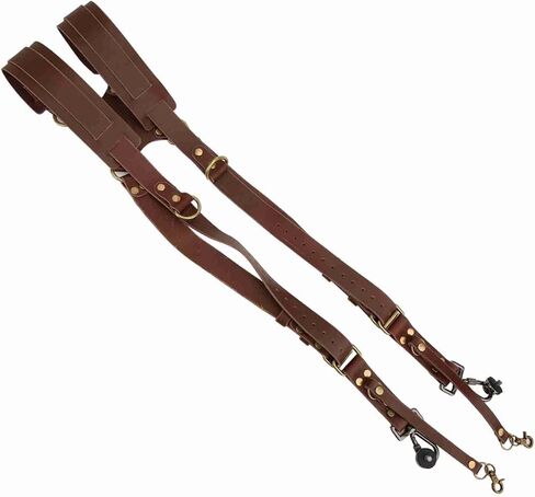 Camera Strap, Dual Leather Rivet Digital Camera Harness Double Shoulder Adjustable Strap Crossbody with Soft Shoulder Pad Quick Release Gear for Photographers in Saudi Arabia