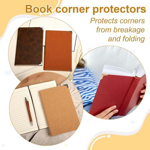 100 Pcs Book Corner Protectors, Metal Book Corners Vintage Iron Corner Protectors Triangle Carved Decorative Angle for Scrapbook, Photo Album, Diary Covers - Gold, Silver, Black, Antique Bronze in Saudi Arabia